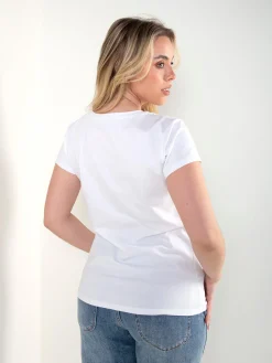 T-shirt manga curta com strass