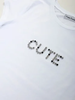 T-shirt manga curta com strass