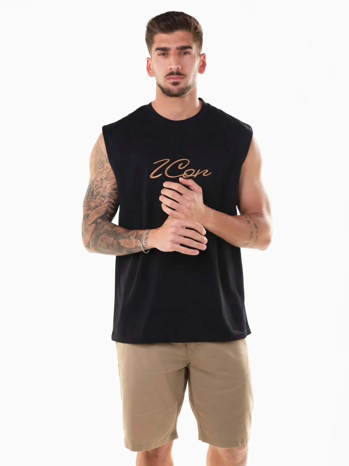 T-shirt sem mangas com bordado