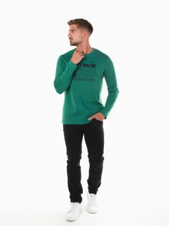 T-shirt verde manga comprida