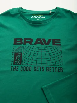 T-shirt verde manga comprida