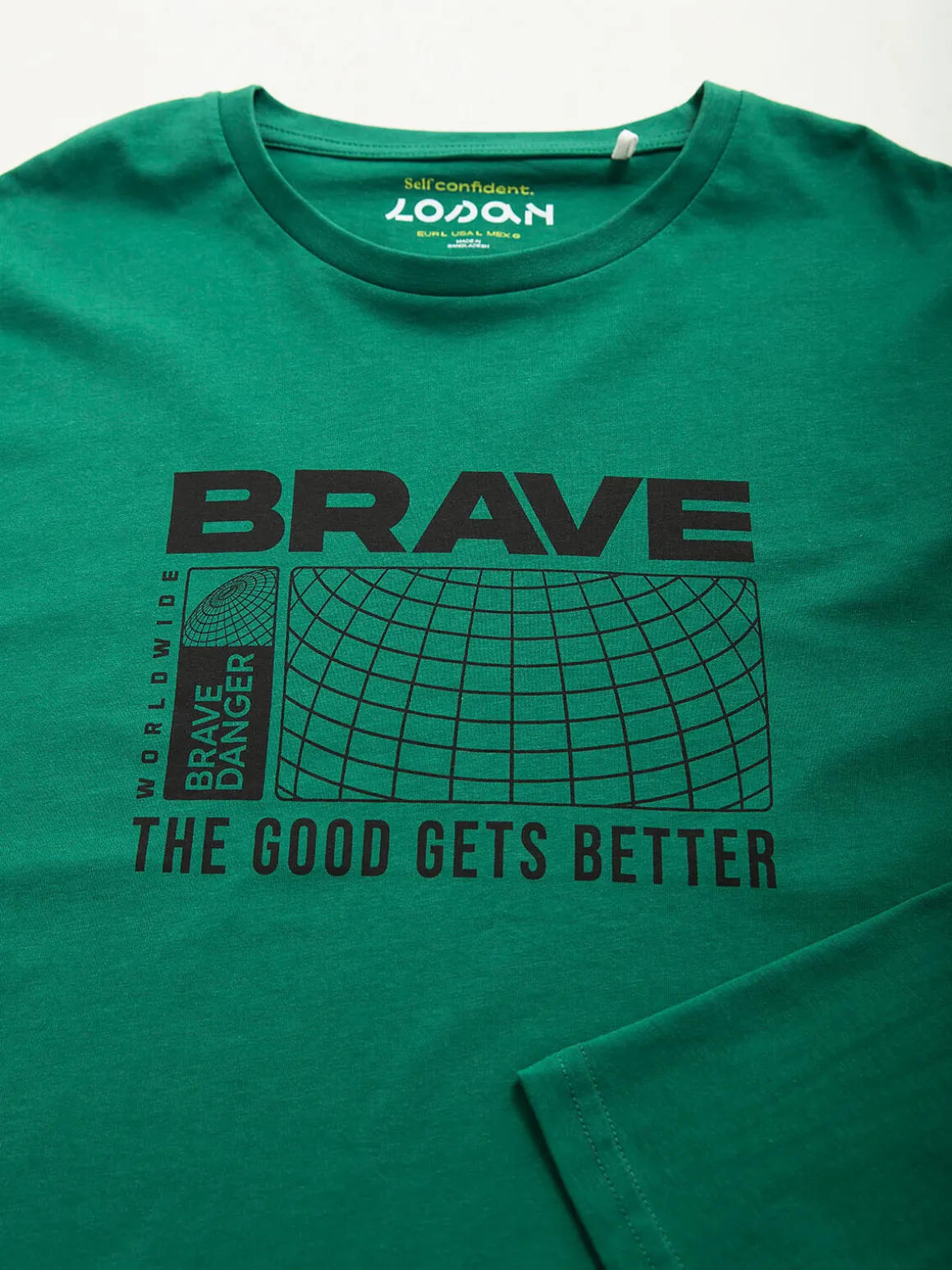 T-shirt verde manga comprida