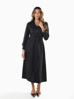 Vestido camiseiro midi com cinto