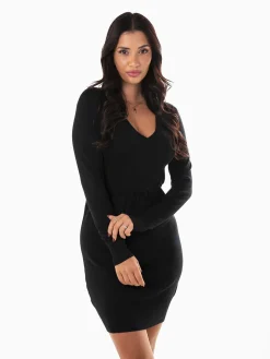 Vestido curto malha em V