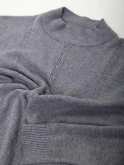 Vestido malha entrançada midi gola perkins