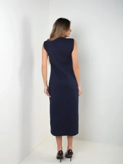 Vestido midi com detalhe dourado