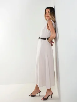 Vestido midi halter com cinto