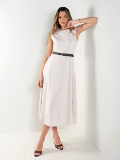 Vestido midi halter com cinto